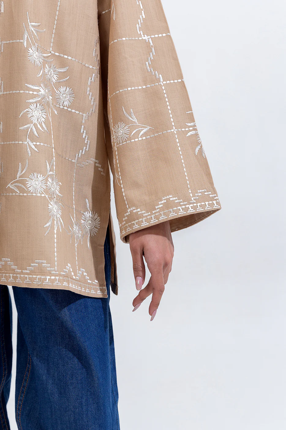 EMBROIDERED KHADDAR TOP (PRET) - Image 5
