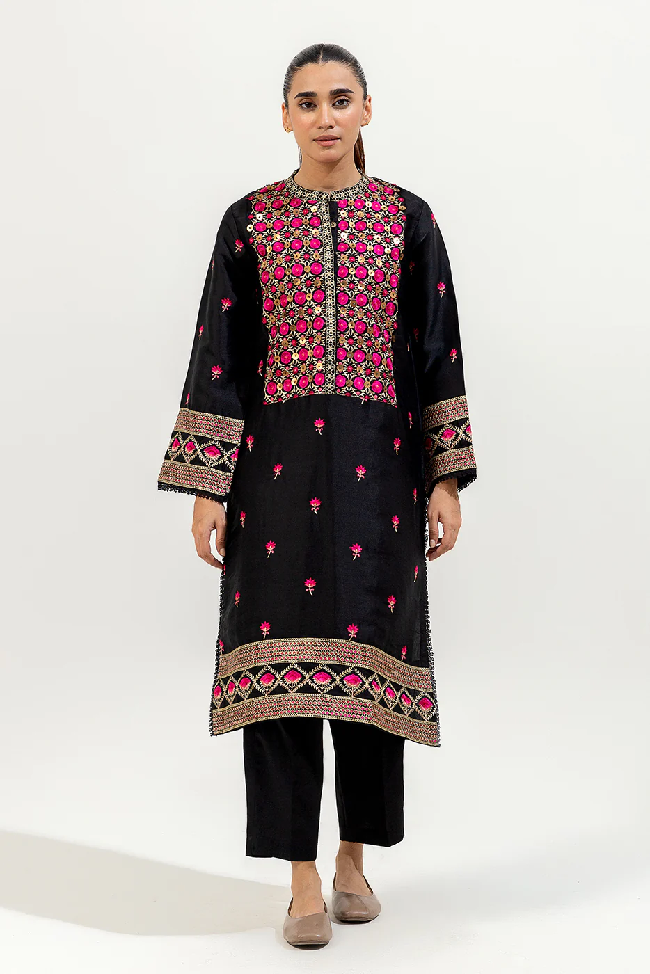 2 PIECE EMBROIDERED SILK SUIT (LUXURY-PRET) - Image 2