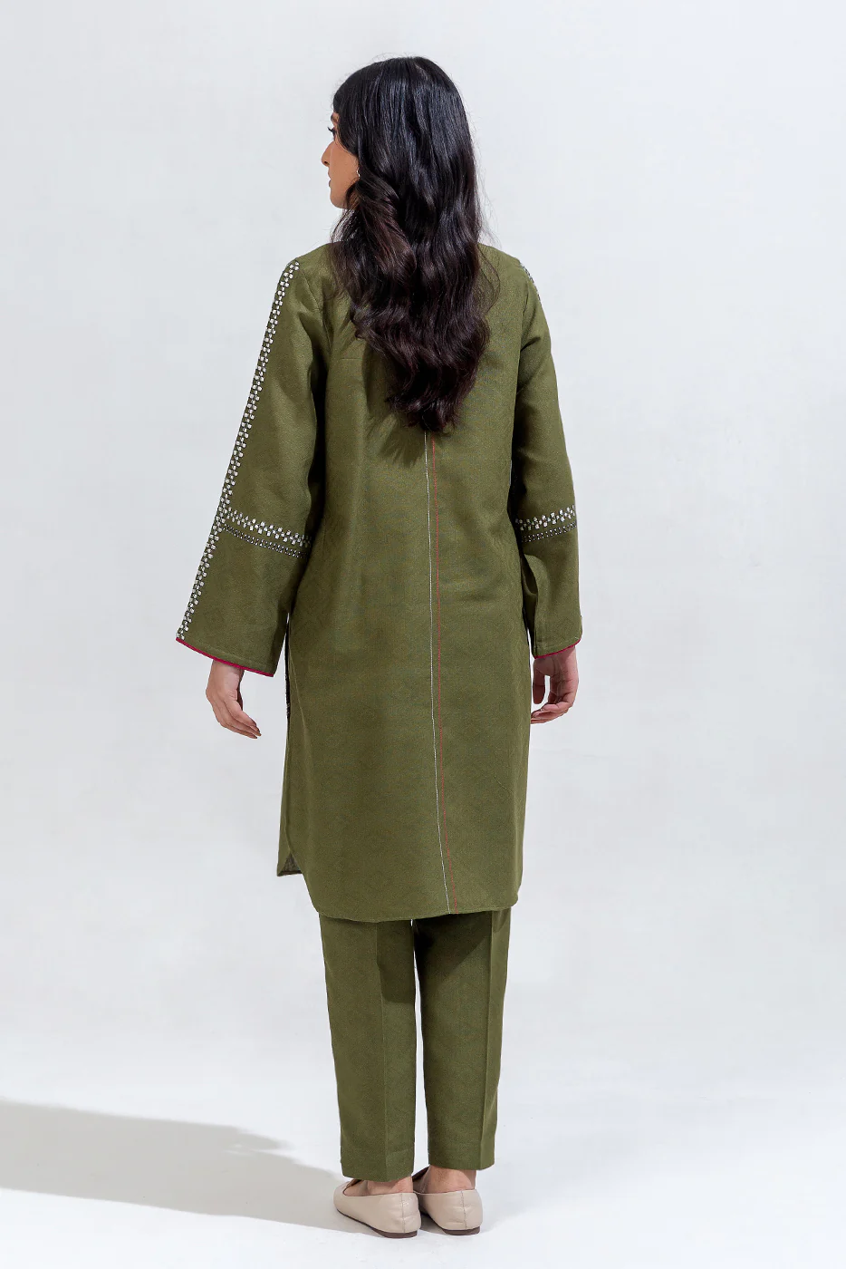 2 PIECE EMBROIDERED KHADDAR JACQUARD SUIT (PRET) - Image 5