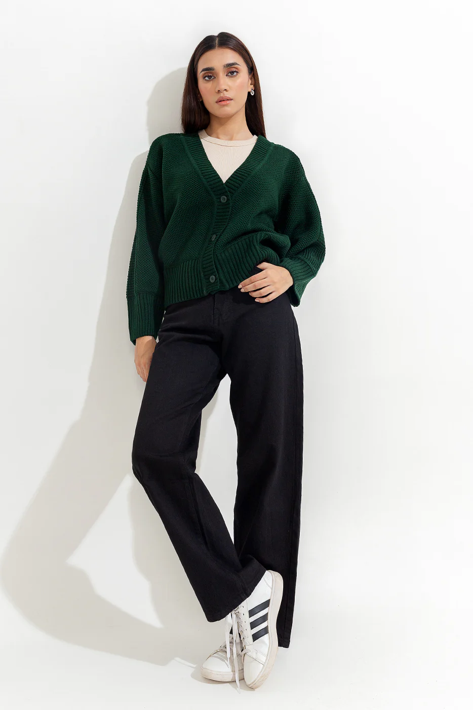 KNITTED CREW NECK CARDIGAN - Image 2