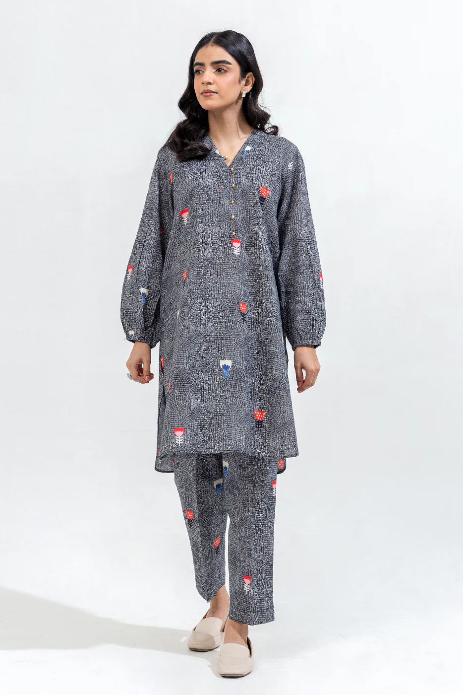 PRINTED KHADDAR SHIRT (PRET) - Image 2