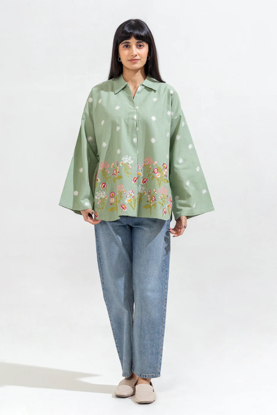 EMBROIDERED KHADDAR TOP (PRET) - Image 2