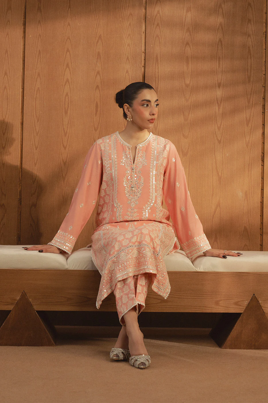 2 PIECE EMBROIDERED RAW SILK SUIT (LUXURY PRET) - Image 7