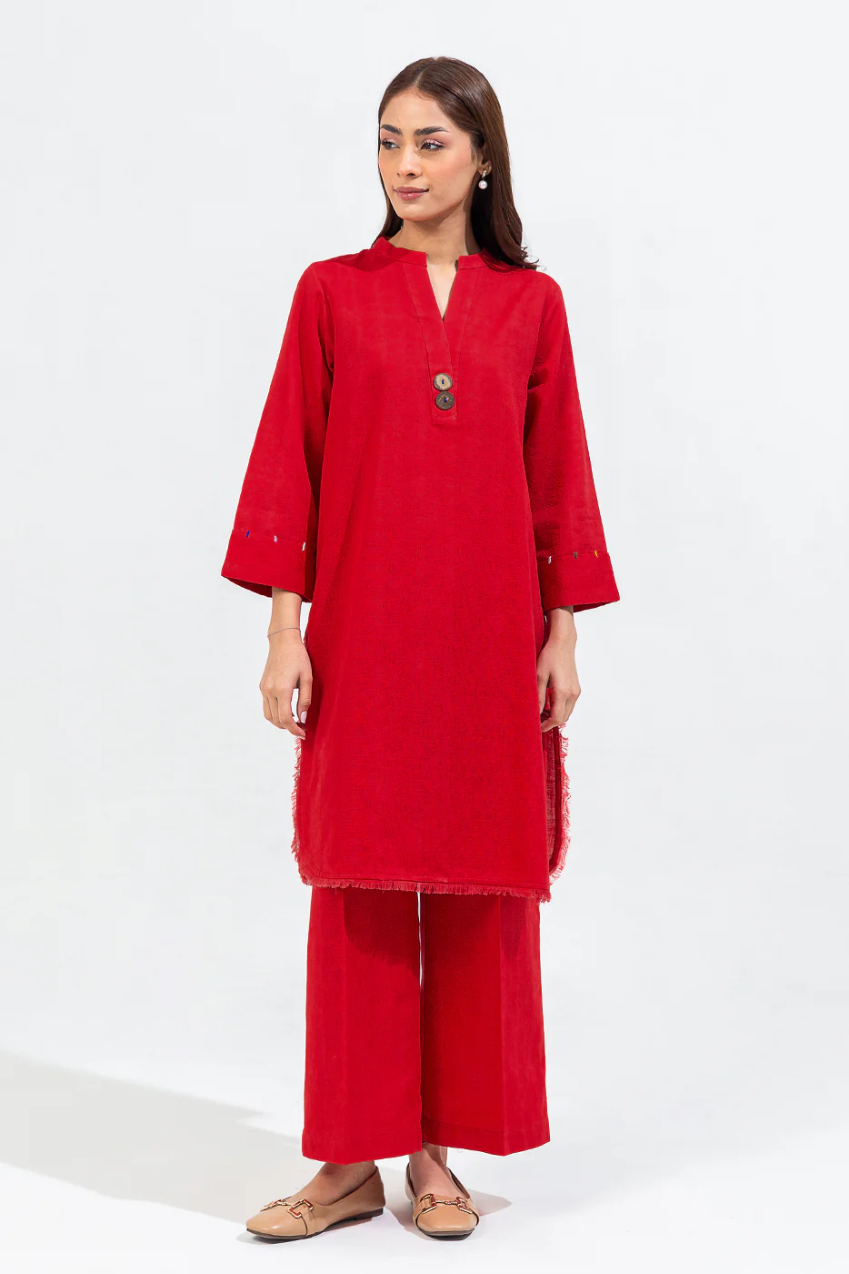 2 PIECE BASIC KHADDAR JACQUARD SUIT (PRET) - Image 2