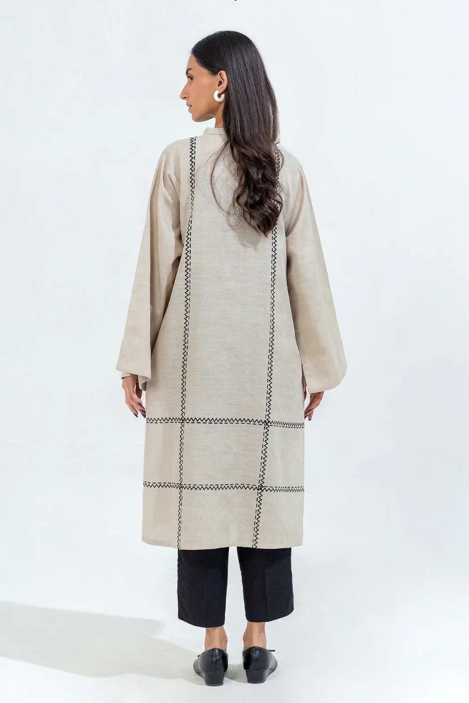 PRINTED KHADDAR JACQUARD SHIRT (PRET) - Image 2