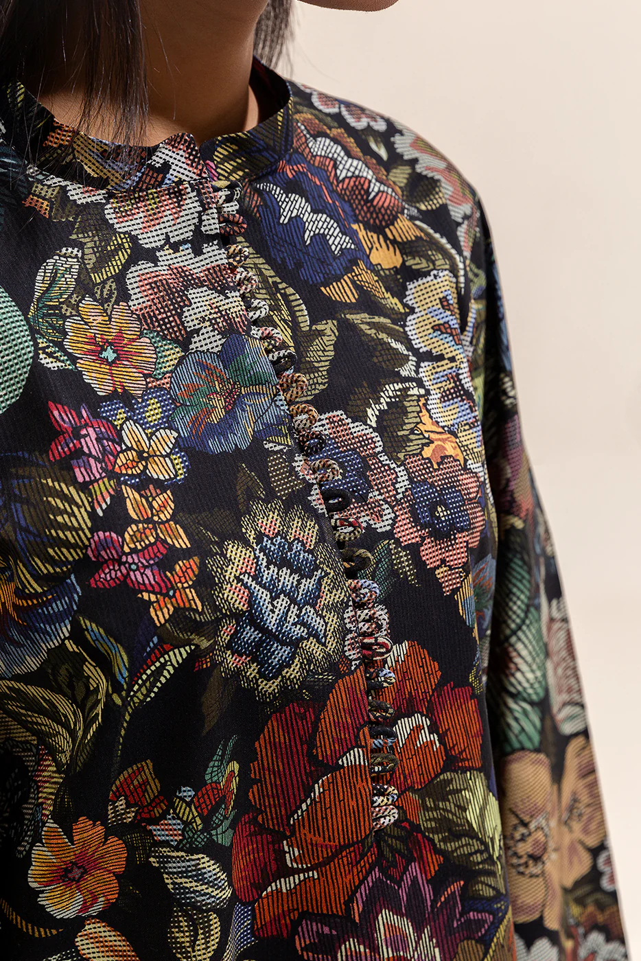 2 PIECE PRINTED LINEN SUIT-FLORAL WEAVE (UNSTITCHED) - Image 4
