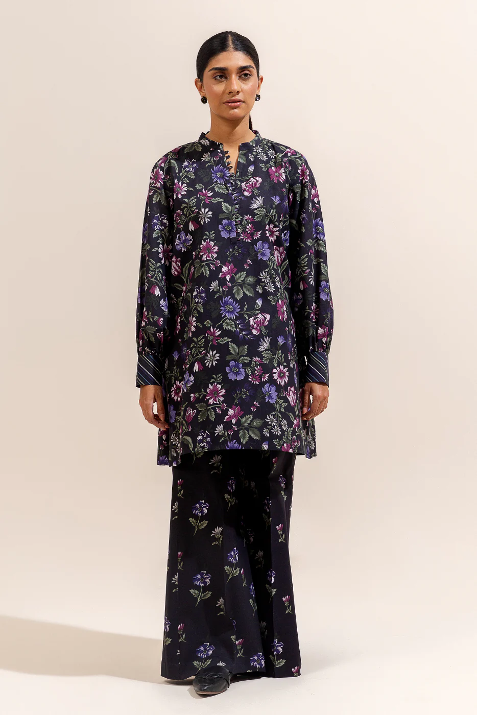 2 PIECE PRINTED LINEN SUIT-PITCH BLOOM (UNSTITCHED) - Image 2