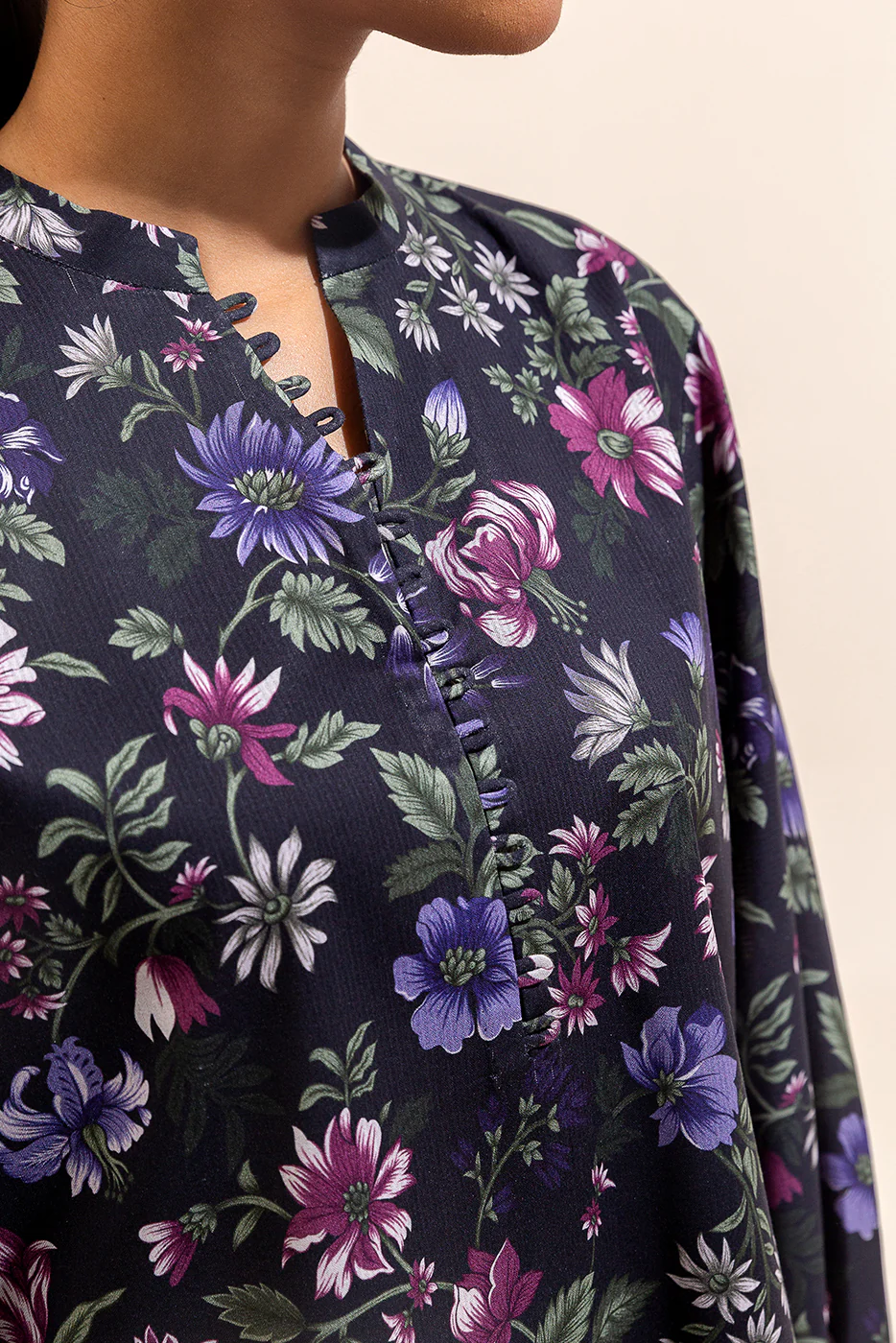 2 PIECE PRINTED LINEN SUIT-PITCH BLOOM (UNSTITCHED) - Image 4