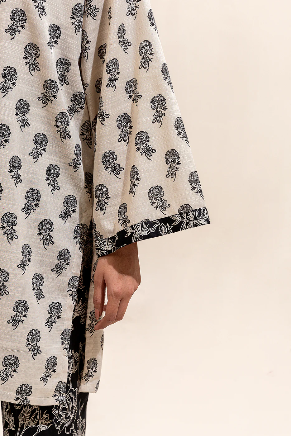 2 PIECE PRINTED KHADDAR SUIT-ROSEATE BUFF (UNSTITCHED) - Image 5