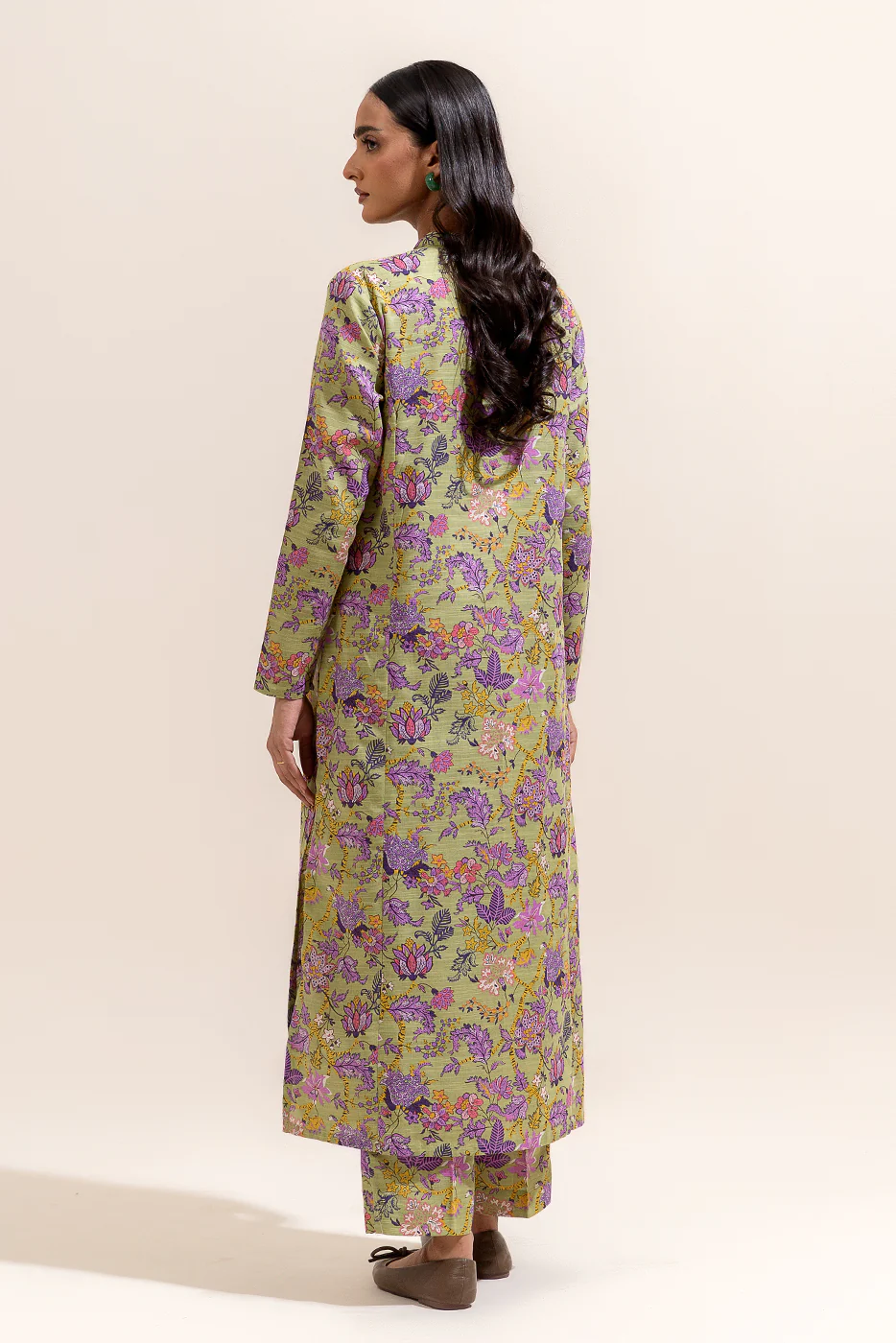 2 PIECE PRINTED KHADDAR SUIT-LAVENDER BLOOM (UNSTITCHED) - Image 3