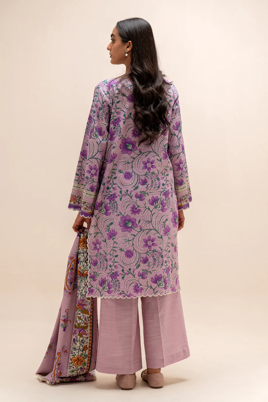 3 PIECE EMBROIDERED KHADDAR SUIT-HEATHER GLEAM (UNSTITCHED) - Image 3
