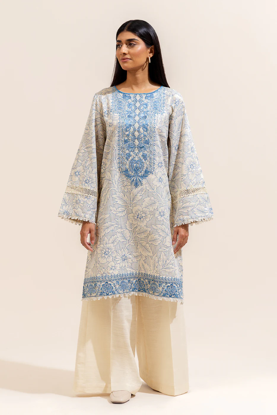 2 PIECE EMBROIDERED KHADDAR SUIT-IVORY AURA (UNSTITCHED) - Image 2