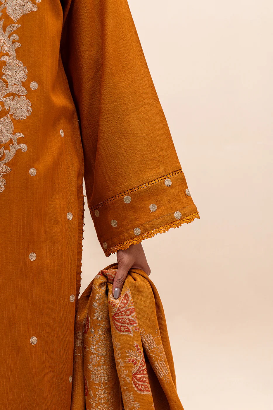 3 PIECE EMBROIDERED KHADDAR SUIT-MEDALLION LACE (UNSTITCHED) - Image 6