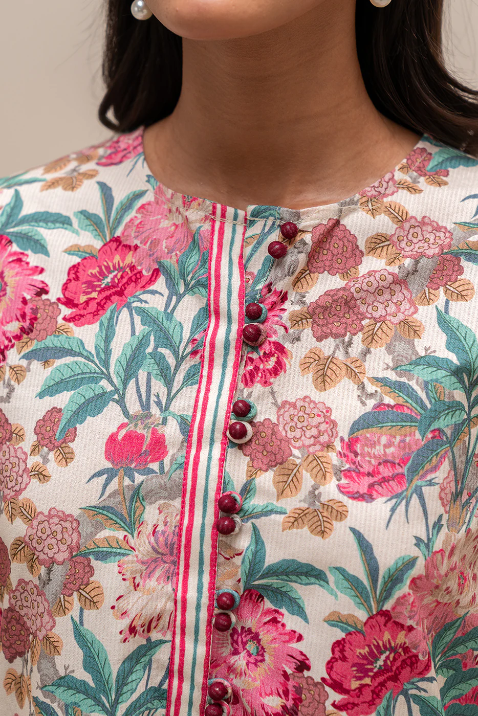 2 PIECE PRINTED LINEN SUIT-BLOSSOM TALE (UNSTITCHED) - Image 4