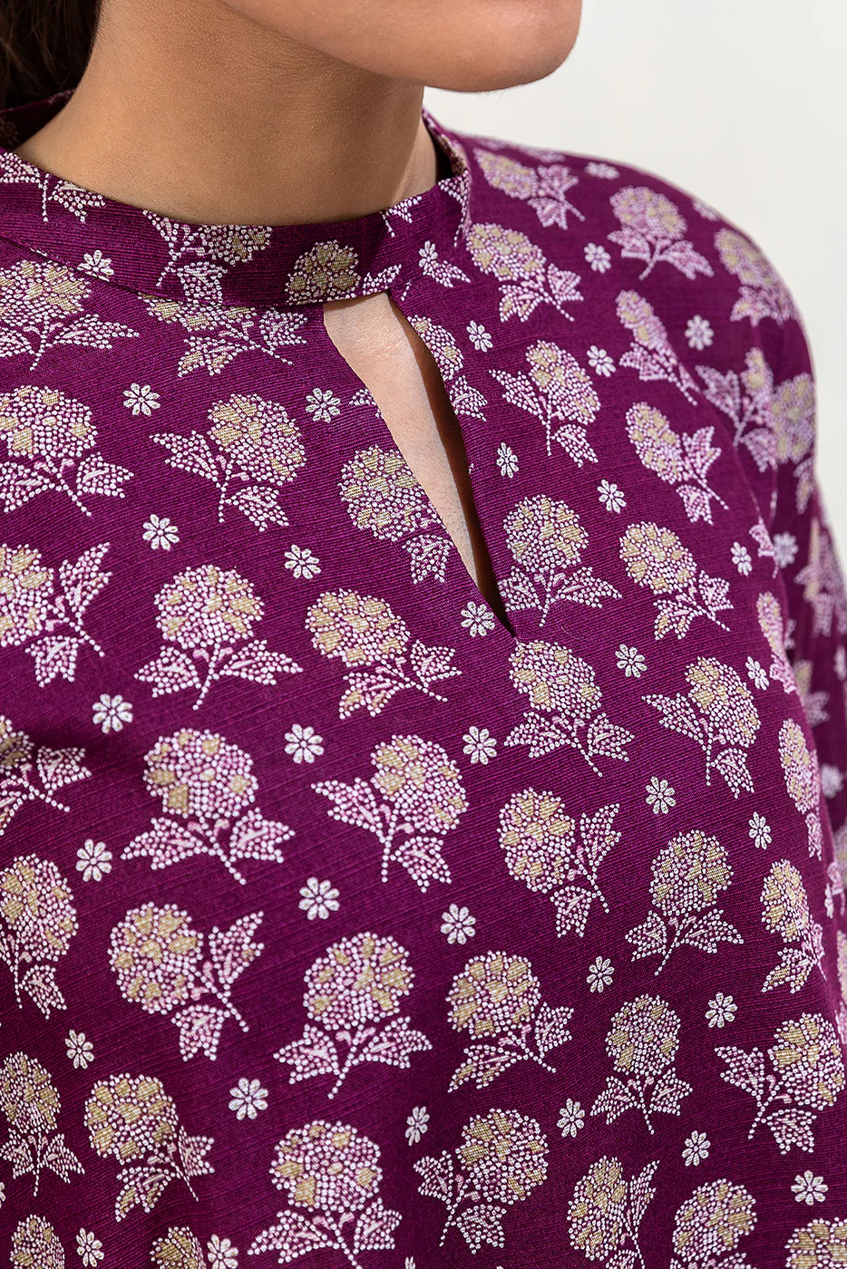 2 PIECE PRINTED KHADDAR SUIT-MULBERRY GRACE (UNSTITCHED) - Image 4