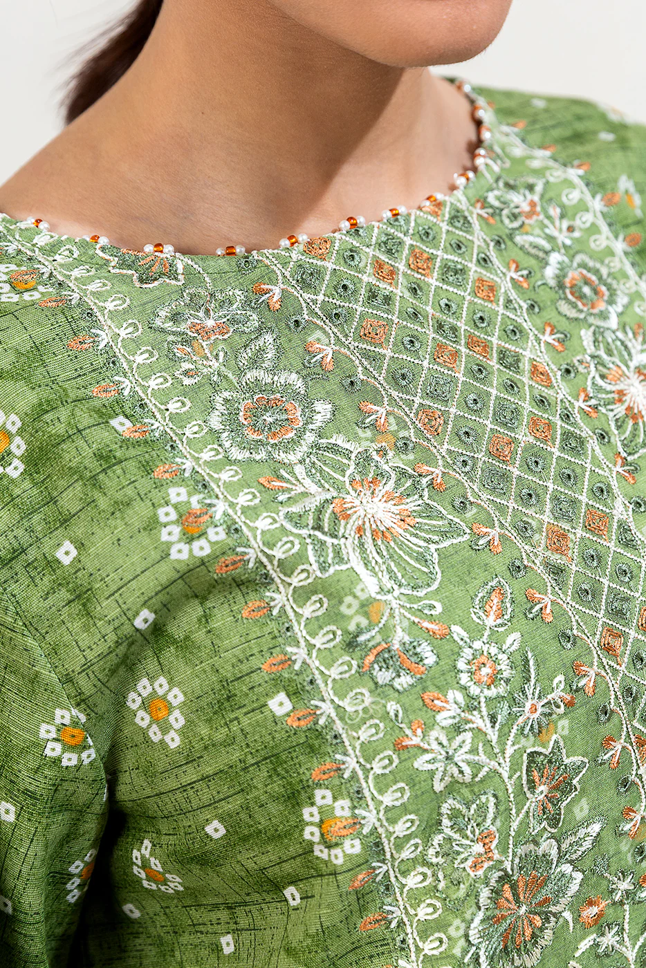 2 PIECE EMBROIDERED KHADDAR SUIT-TRIBAL MOSS (UNSTITCHED) - Image 4