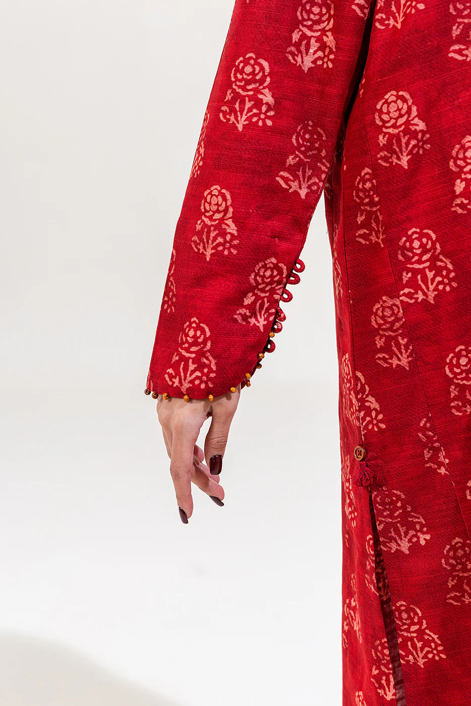2 PIECE EMBROIDERED KHADDAR SUIT-SCARLET GEM (UNSTITCHED) - Image 5