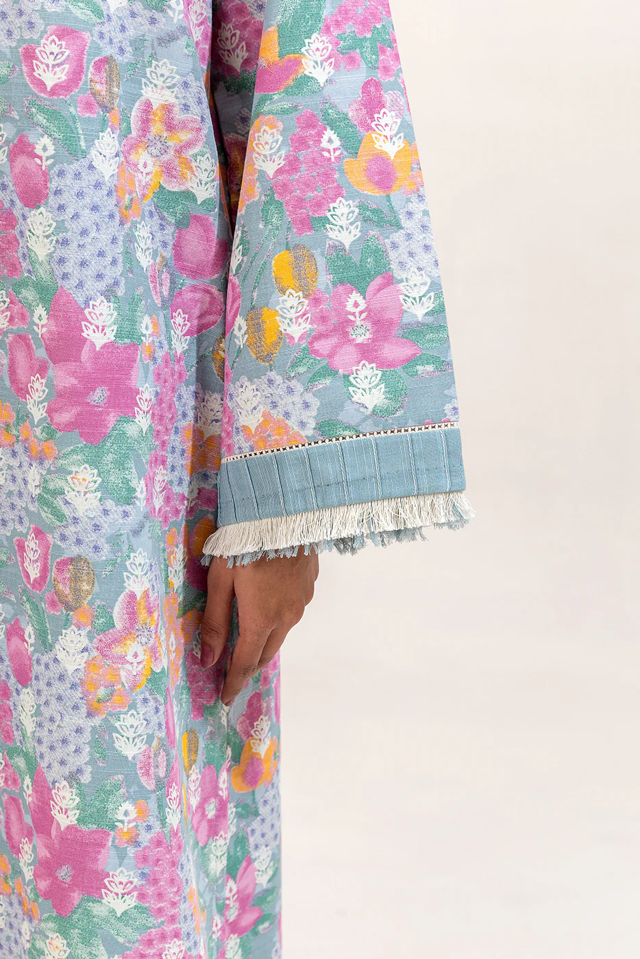 2 PIECE EMBROIDERED KHADDAR SUIT-CANDY FLOSS (UNSTITCHED) - Image 5