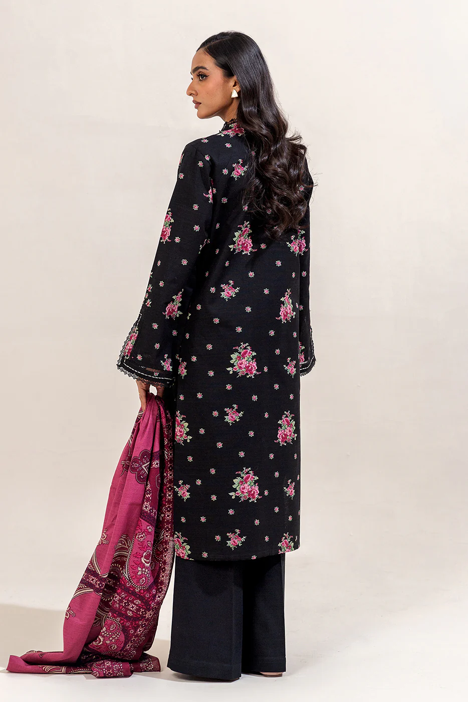 3 PIECE EMBROIDERED KHADDAR SUIT-EBONY ROSETTE (UNSTITCHED) - Image 4