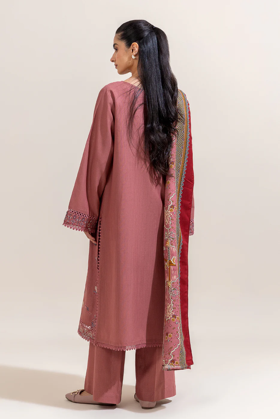 3 PIECE EMBROIDERED KHADDAR SUIT-MYSTIC PINK (UNSTITCHED) - Image 5