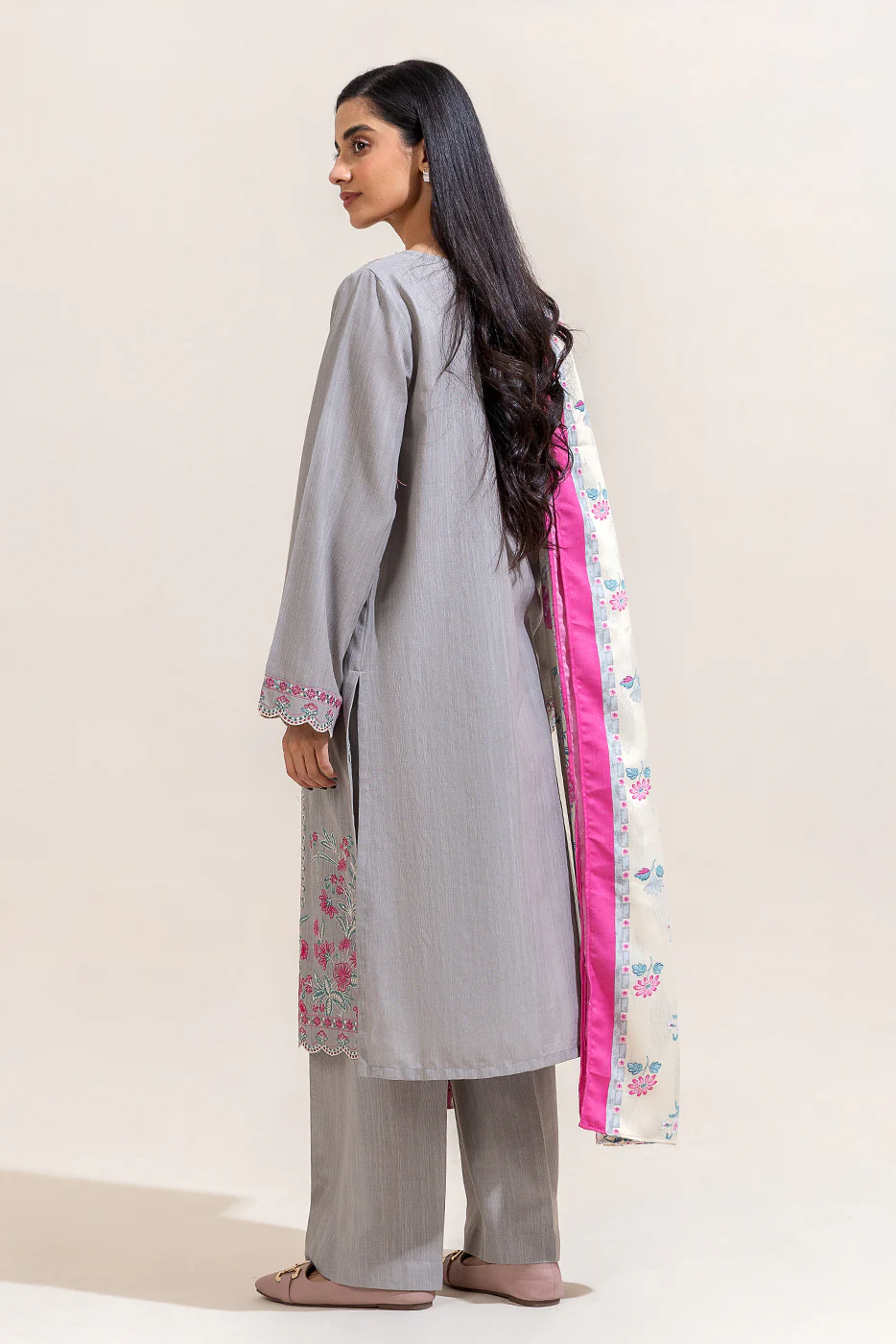 3 PIECE EMBROIDERED KHADDAR SUIT-CLOUD FLORA (UNSTITCHED) - Image 6