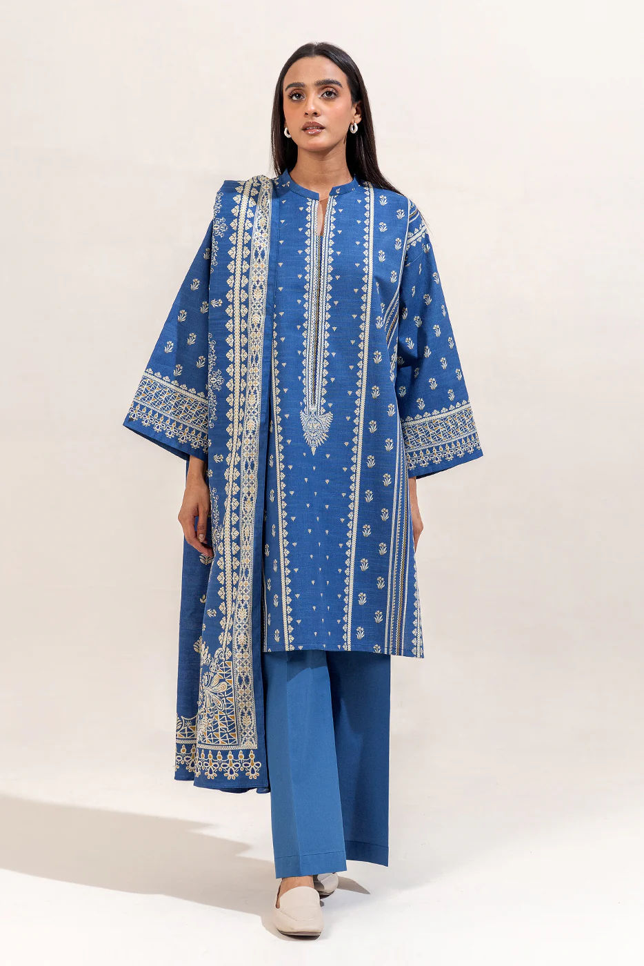 3 PIECE PRINTED KHADDAR SUIT-AZURE VERVE (UNSTITCHED) - Image 2