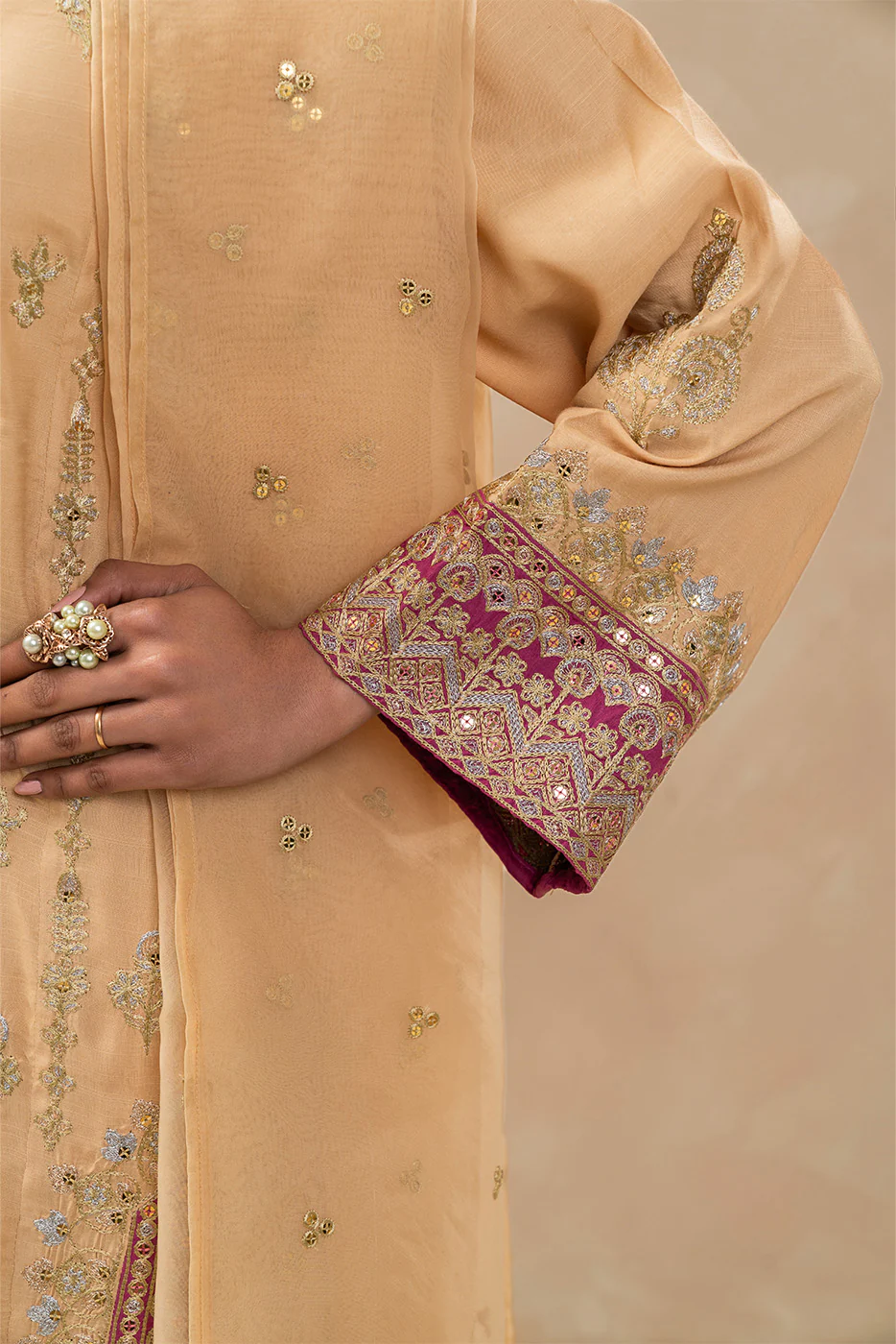 3 PIECE EMBROIDERED RAW SILK SUIT (LUXURY-PRET) - Image 6