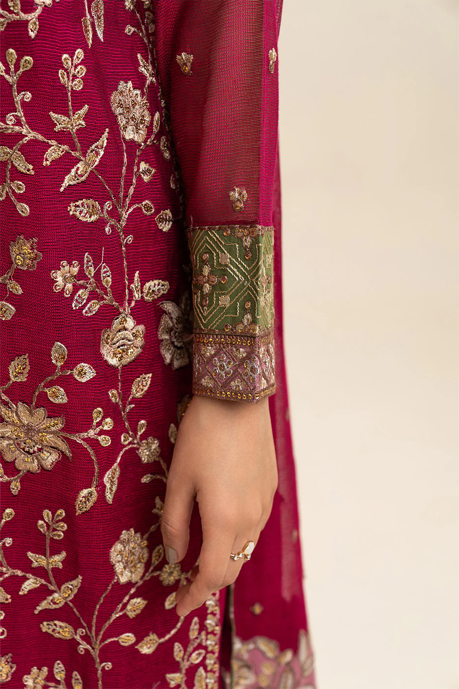 3 PIECE EMBROIDERED COTTON NET SUIT (LUXURY PRET) - Image 4