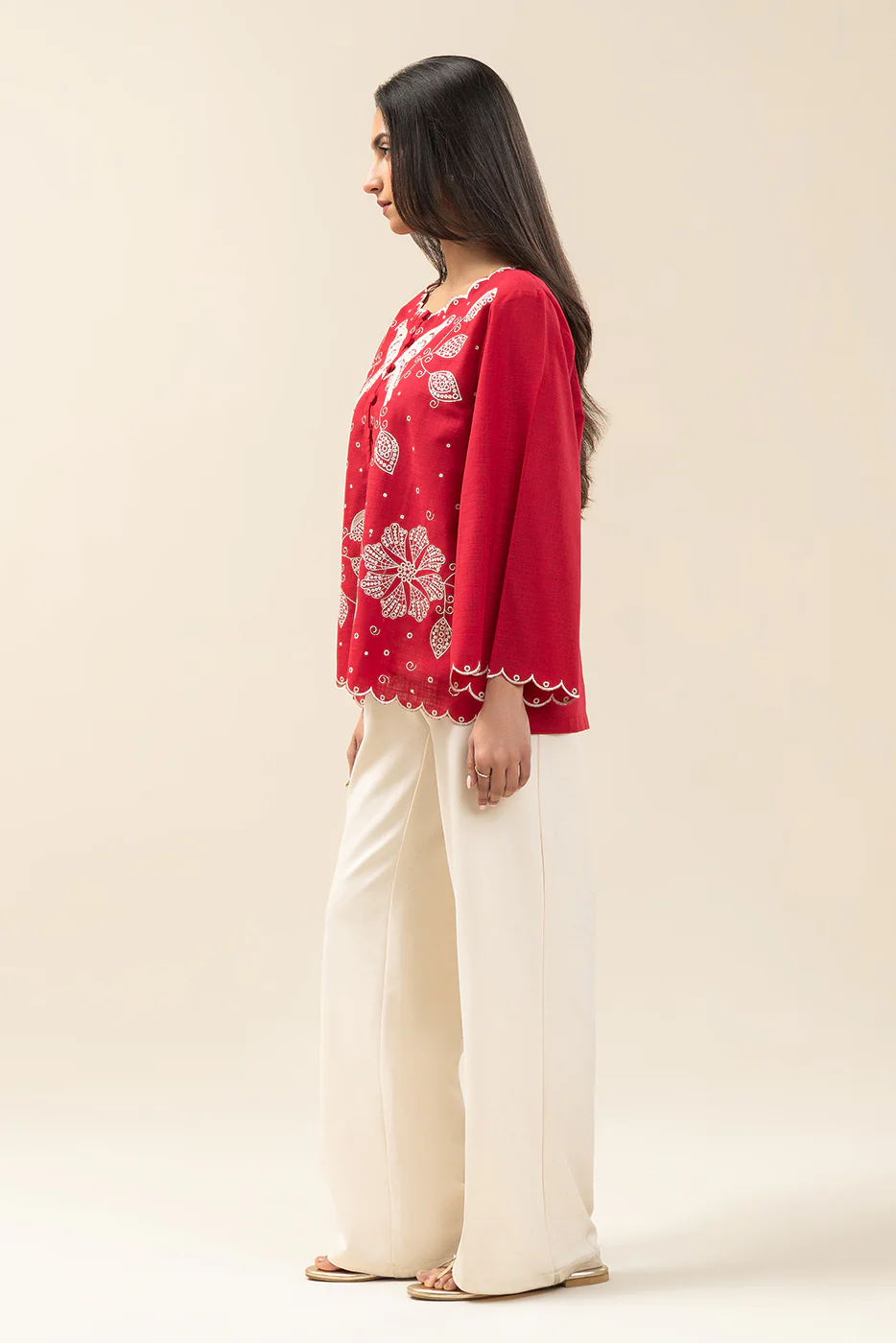 EMBROIDERED TWO WAY SLUB TOP (FLOW) - Image 3