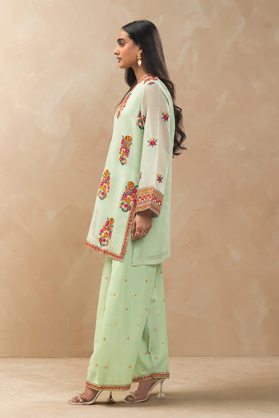 2 PIECE EMBROIDERED COTTON NET SUIT (LUXURY-PRET) - Image 4