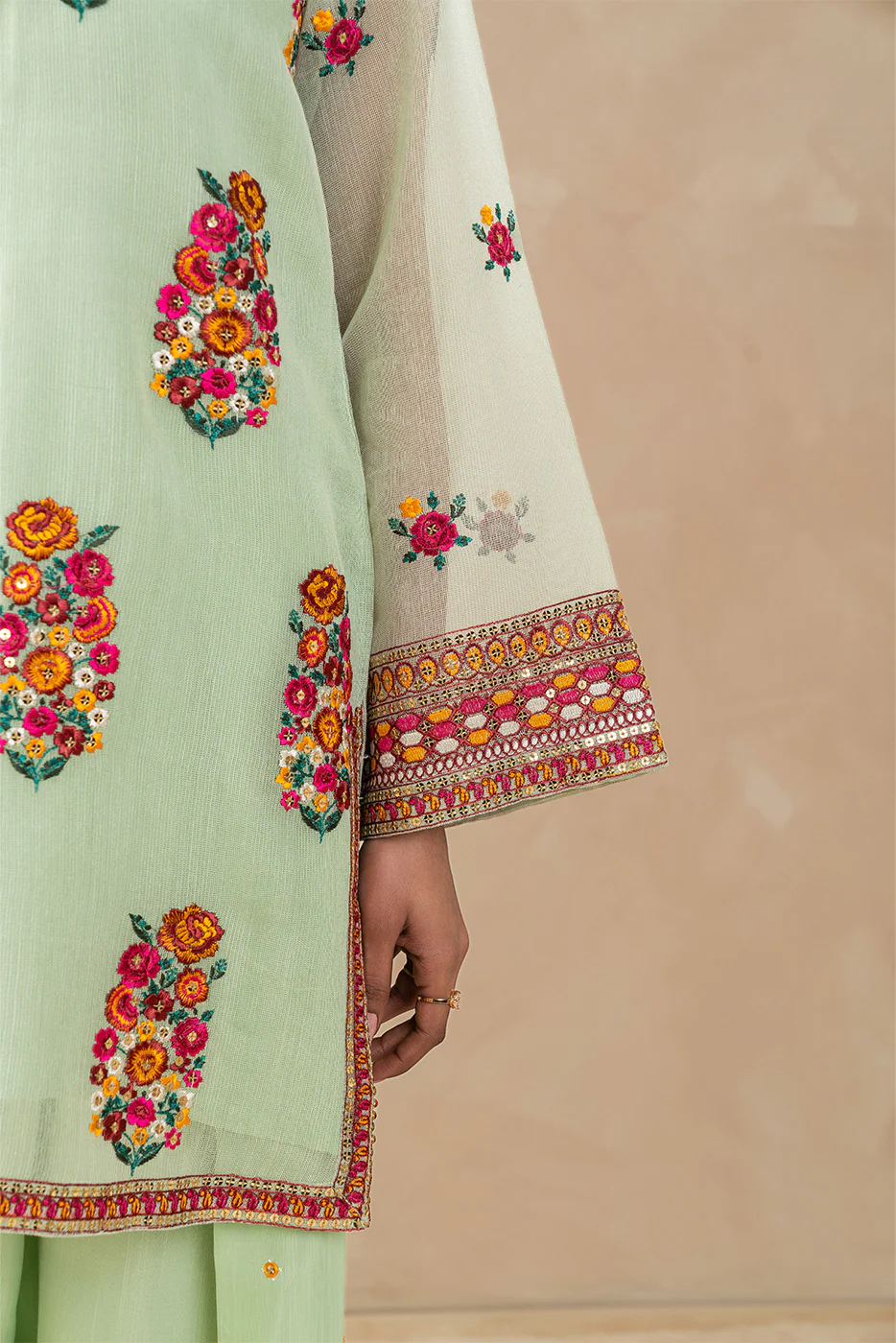 2 PIECE EMBROIDERED COTTON NET SUIT (LUXURY-PRET) - Image 6