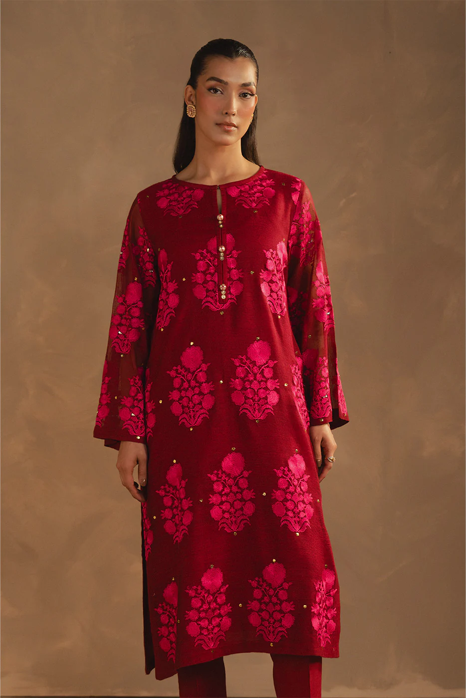EMBROIDERED COTTON NET SHIRT (LUXURY PRET) - Image 2