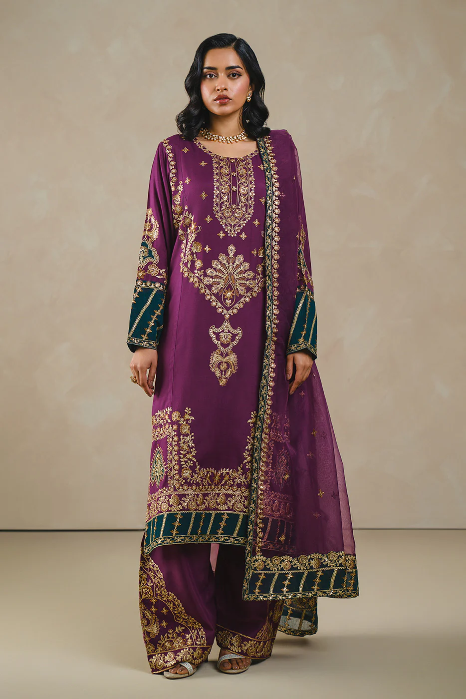 2 PIECE EMBROIDERED KHADDAR SUIT (LUXURY PRET) - Image 2