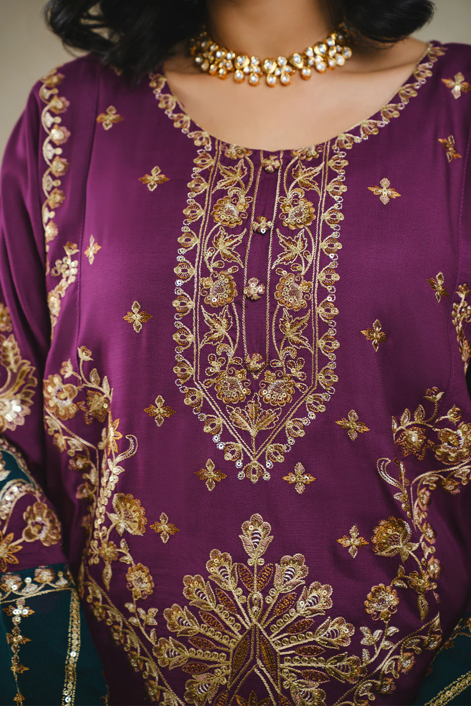 2 PIECE EMBROIDERED KHADDAR SUIT (LUXURY PRET) - Image 5