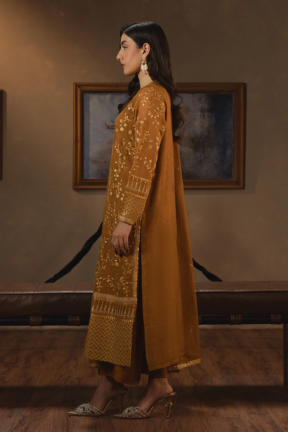 3 PIECE EMBROIDERED COTTON NET SUIT (LUXURY PRET) - Image 2