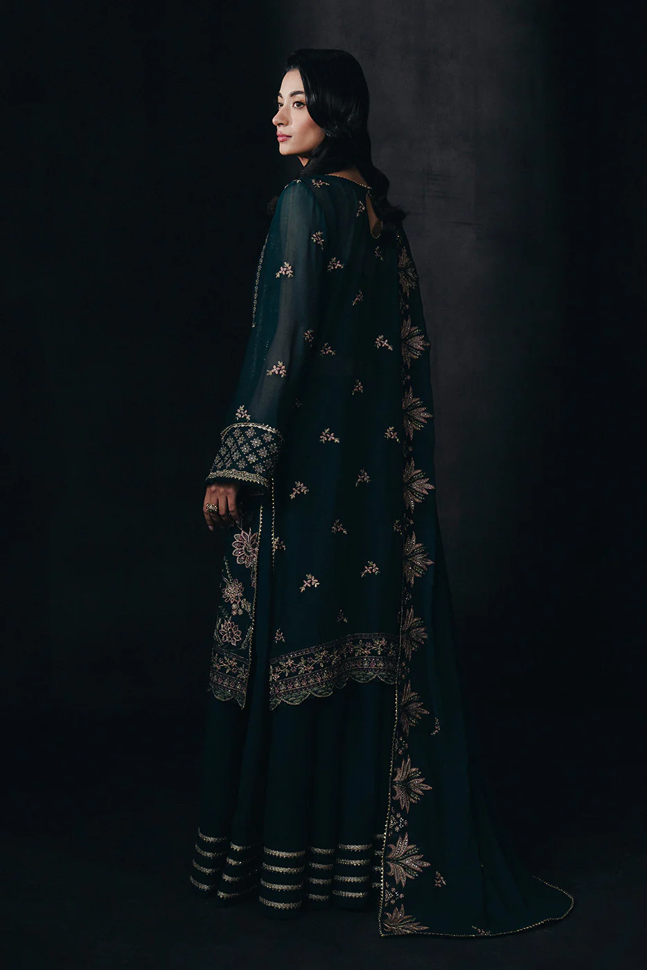 4 PIECE EMBROIDERED CHIFFON SUIT-SAPPHIRE WHISPER (UNSTITCHED) - Image 5
