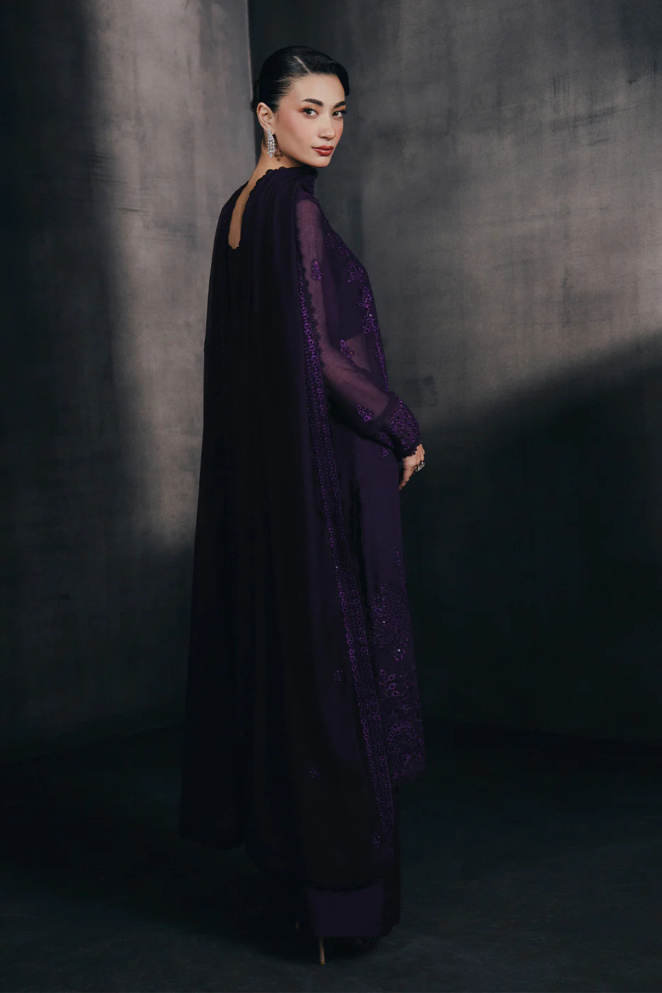 4 PIECE EMBROIDERED CHIFFON SUIT-EMINENCE GLOW (UNSTITCHED) - Image 4