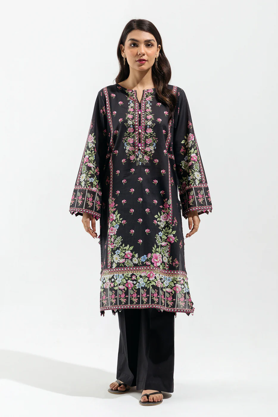 1 PIECE - PRINTED LAWN SHIRT - TREAURE ORCHID
