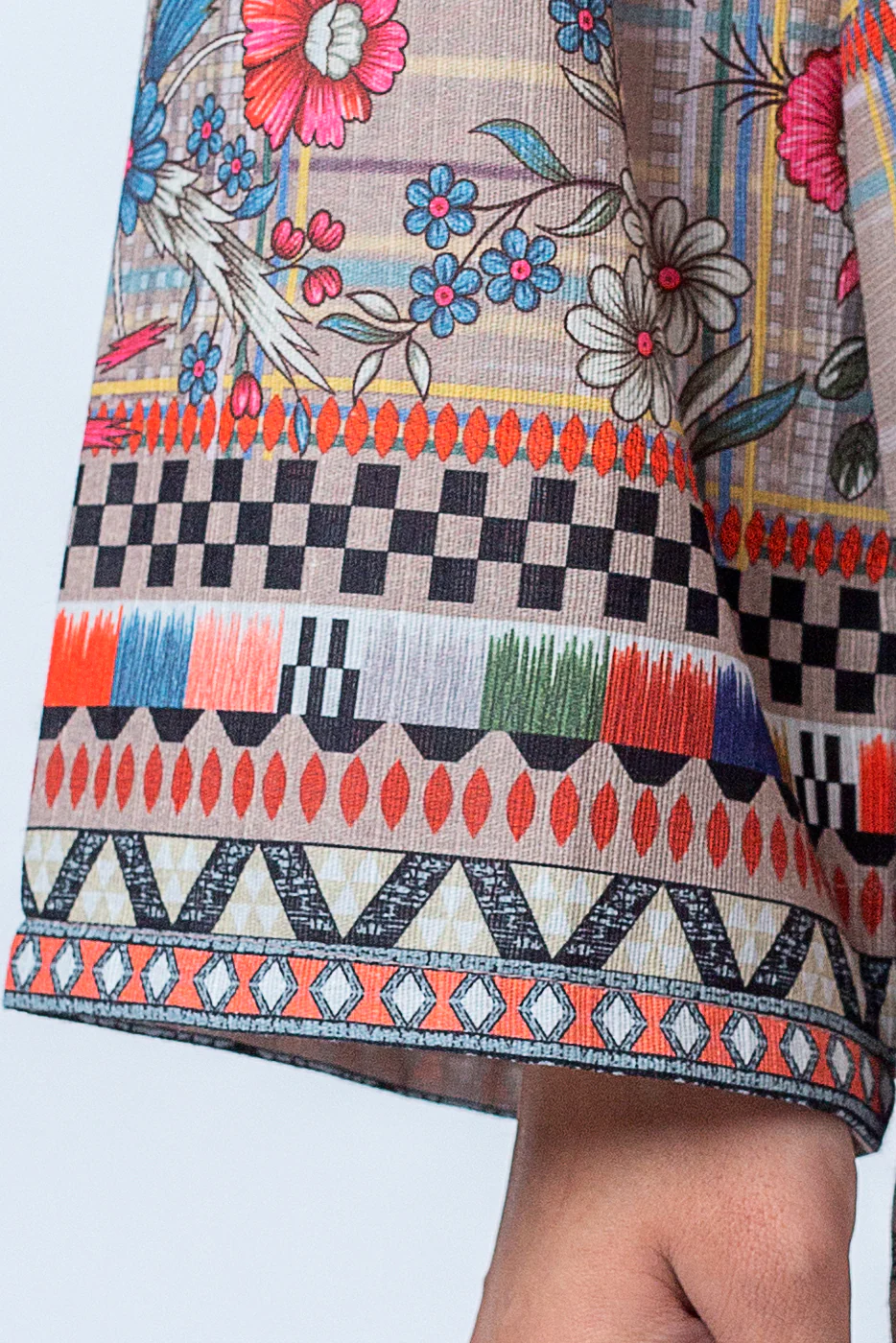 1 PIECE - PRINTED KHADDAR SHIRT - FEATHER GRAY (UNSTITCHED) - Image 4
