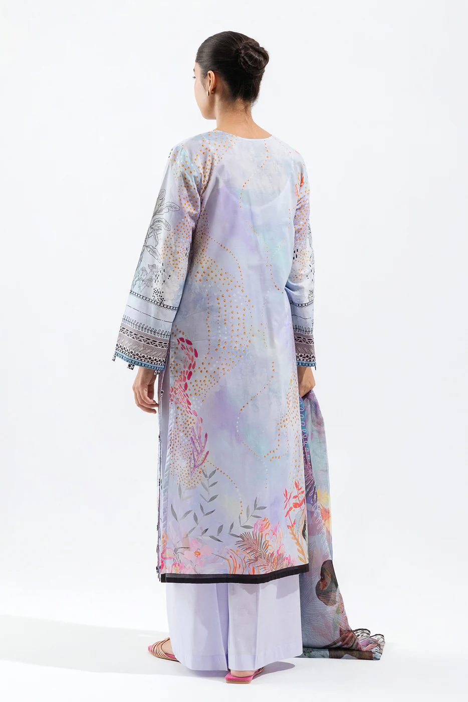 3 PIECE - PRINTED LAWN SUIT - PASTEL WHISPER - Image 3
