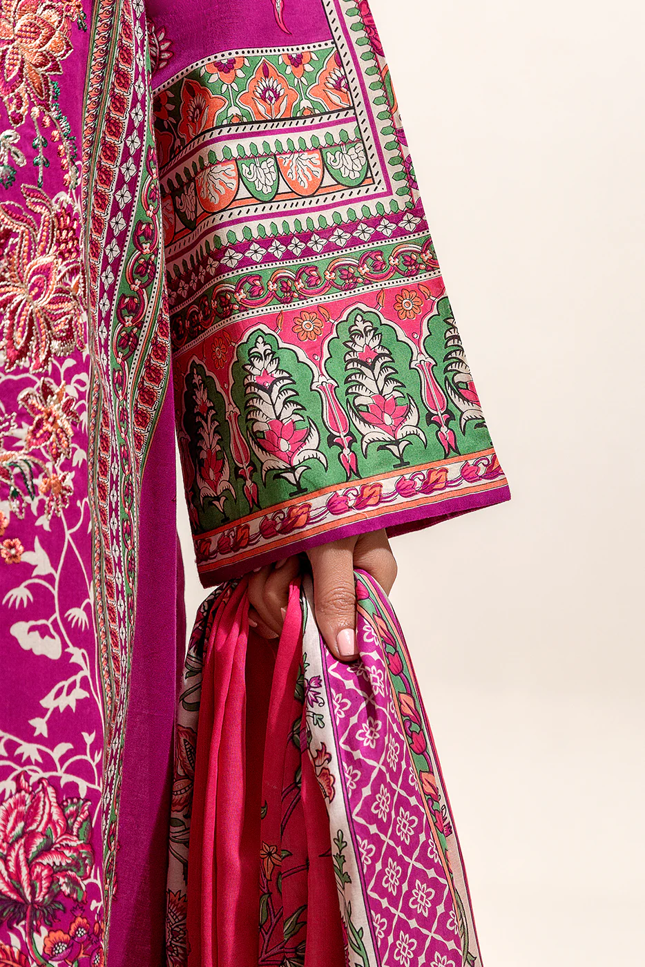 2 PIECE - EMBROIDERED LAWN SUIT - AMETHYST PEACH (UNSTITCHED) - Image 3