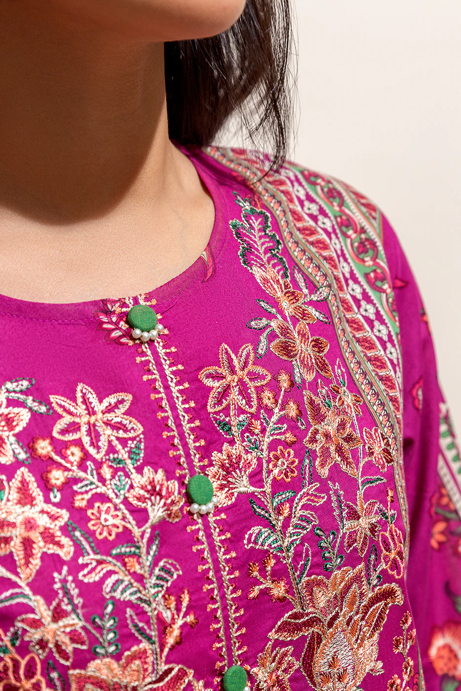 2 PIECE - EMBROIDERED LAWN SUIT - AMETHYST PEACH (UNSTITCHED) - Image 4
