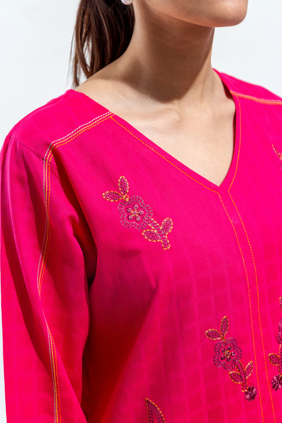 EMBROIDERED DOBBY SHIRT (PRET) - Image 4