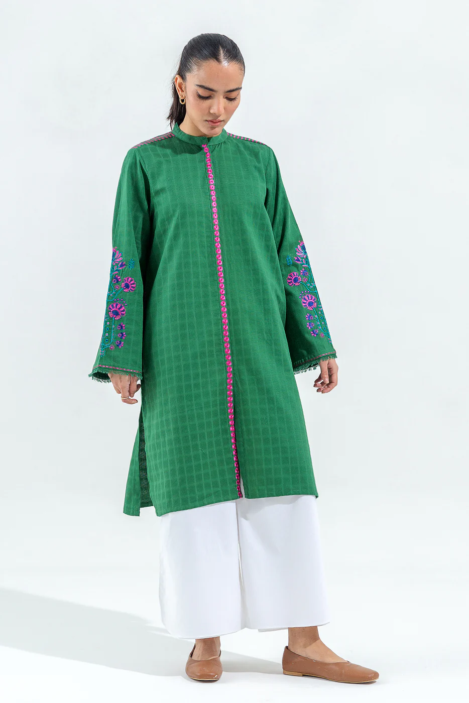 EMBROIDERED DOBBY SHIRT (PRET) - Image 2
