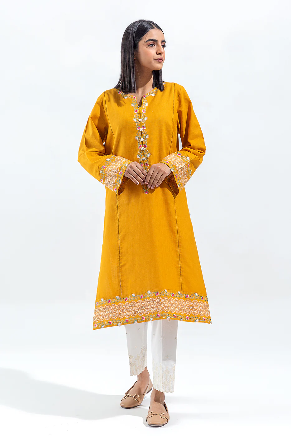 EMBROIDERED SLUB KHADDAR SHIRT(PRET) - Image 2