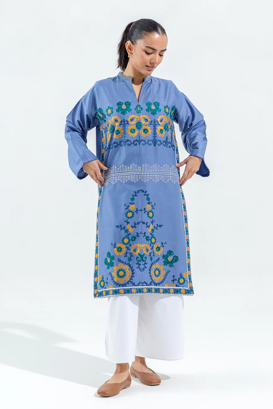 EMBROIDERED SELF JACQUARD SHIRT (PRET) - Image 2