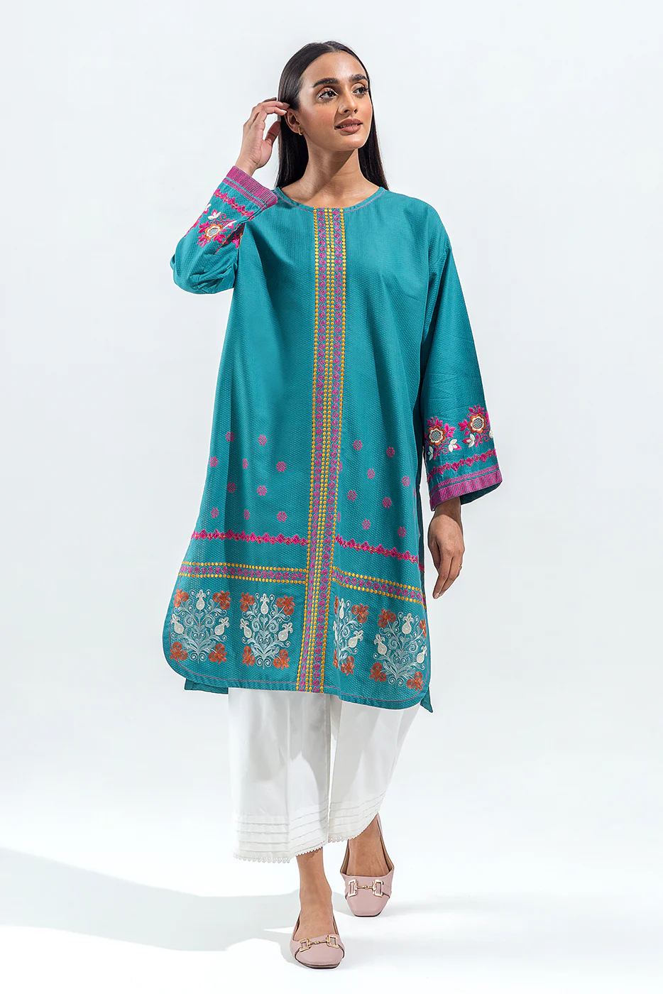 EMBROIDERED SELF JACQUARD SHIRT (PRET) - Image 2