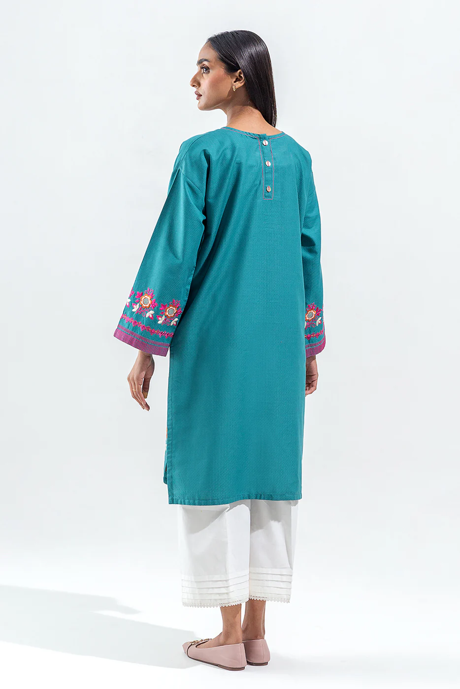 EMBROIDERED SELF JACQUARD SHIRT (PRET) - Image 3
