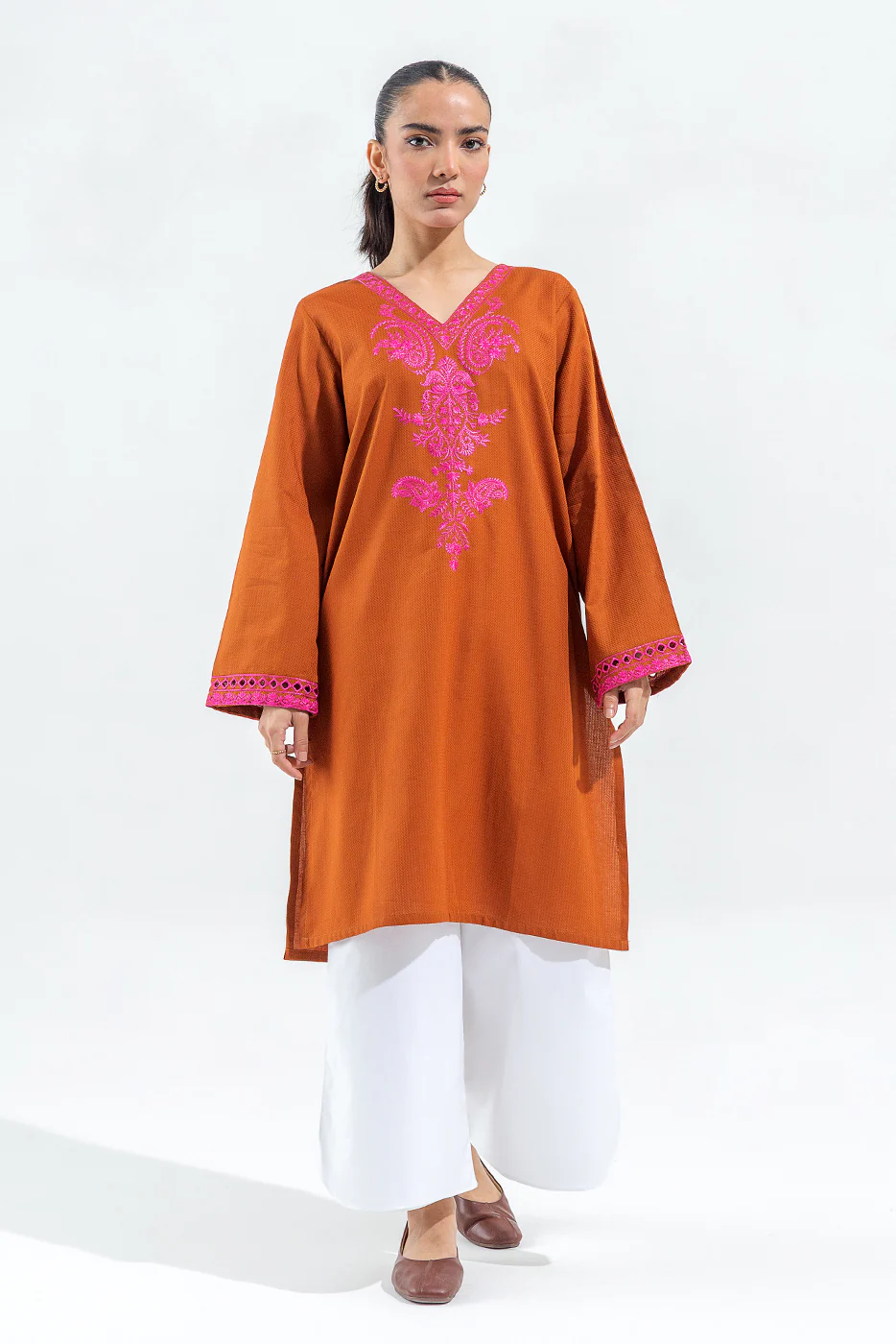 EMBROIDERED DOBBY SHIRT (PRET) - Image 2