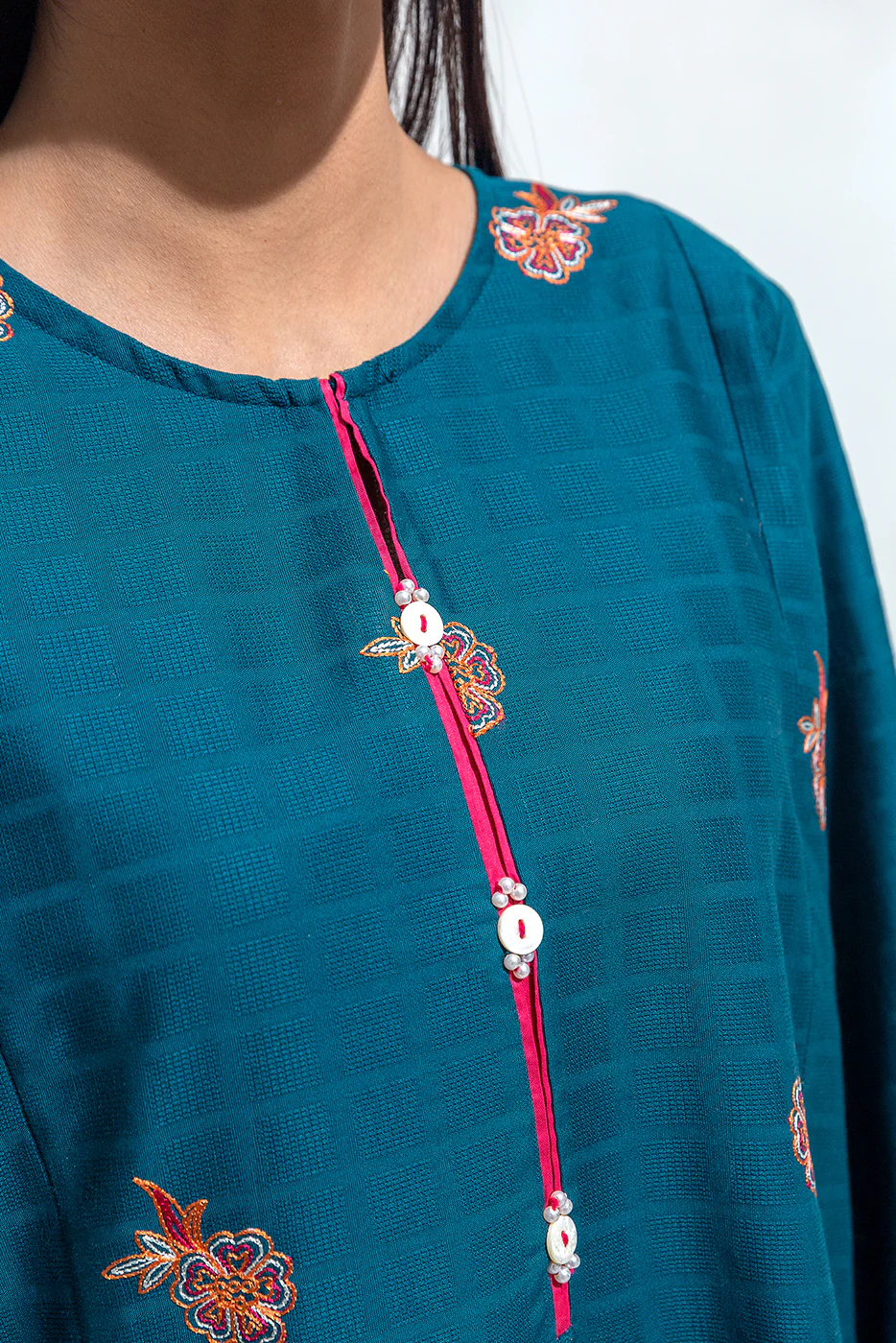 EMBROIDERED DOBBY SHIRT (PRET) - Image 3